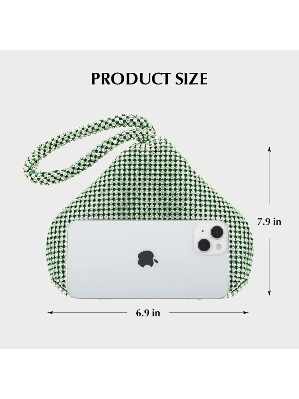 Women's Green Rhinestone Triangle Clutch Purse Vintage Evening Bag